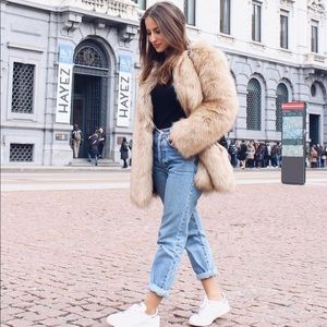 Zara faux fur coat size Small. Worn once